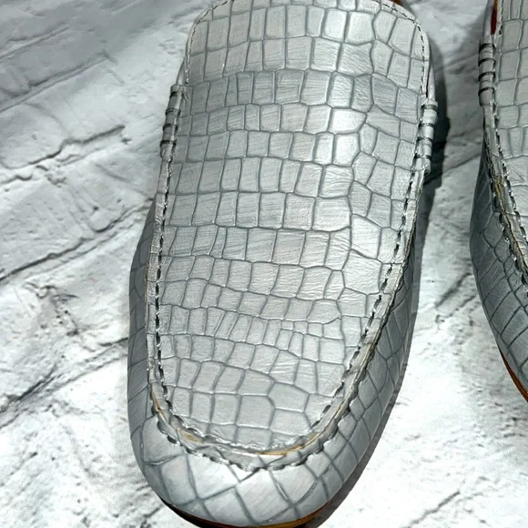 Born Capricorn Mules Croc Embossed Leather Slip-on Loafers - Gray/Grey - Size 10 - Picture 14 of 14